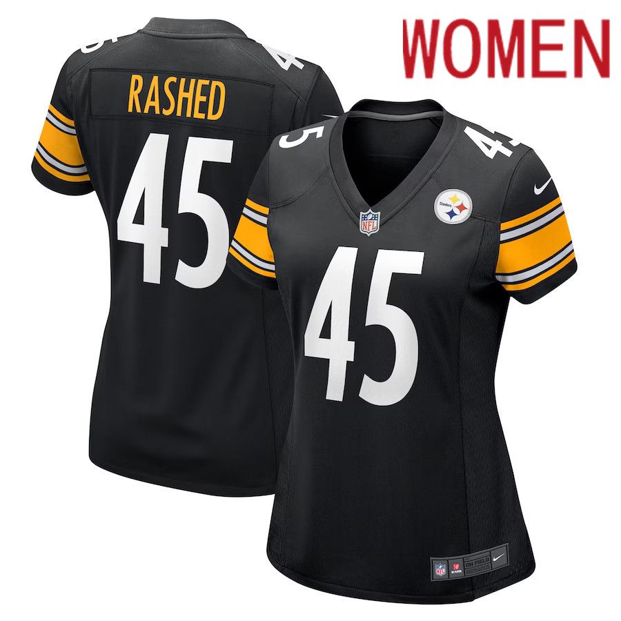 Women Pittsburgh Steelers #45 Hamilcar Rashed Jr. Nike Black Game Player NFL Jersey->women nfl jersey->Women Jersey